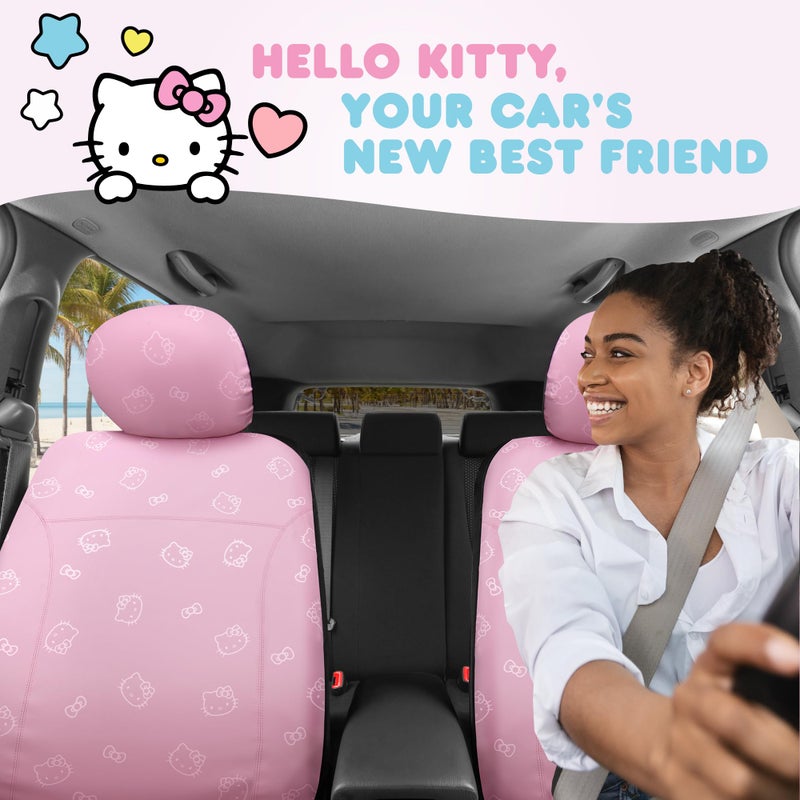 Carbella Hello Kitty Car Seat Covers - Cute Pink Seat Covers, Car Accessories Gift Hello Kitty Accessories 2pc Pink Car Seat Covers - Image 2