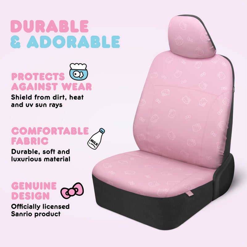 Carbella Hello Kitty Car Seat Covers - Cute Pink Seat Covers, Car Accessories Gift Hello Kitty Accessories 2pc Pink Car Seat Covers - Image 3
