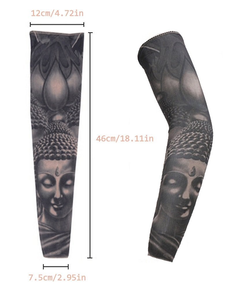 iToolai Tattoo Sleeves for Men, Fake Temporary Tattoo Arm Sleeve Set, Black, 5Pcs - Image 3