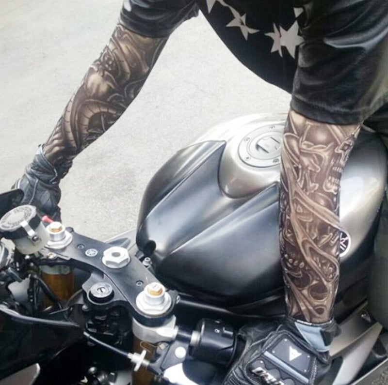 iToolai Tattoo Sleeves for Men, Fake Temporary Tattoo Arm Sleeve Set, Black, 5Pcs - Image 2