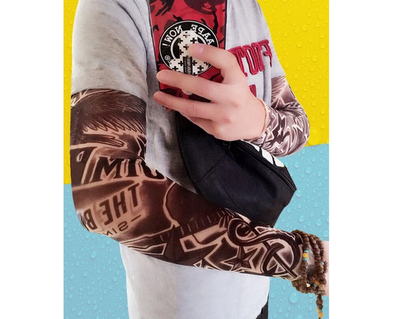 iToolai Tattoo Sleeves for Men, Fake Temporary Tattoo Arm Sleeve Set, Black, 5Pcs - Image 5