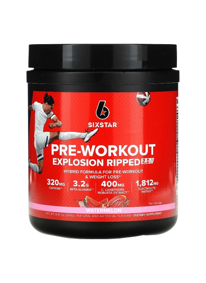 SIX STAR SIXSTAR, Pre-Workout Explosion Ripped 2.0, Watermelon, 8.47 oz (240 g)  - Image 1