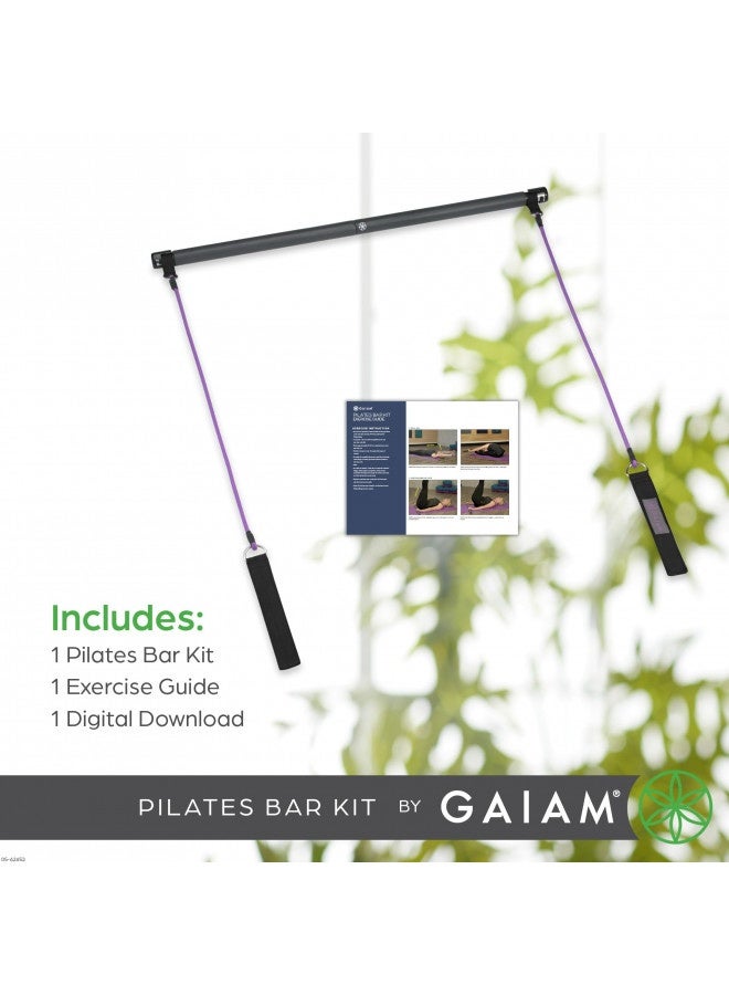 Generic Gaiam Restore Pilates Bar Reformer Kit - Home Fitness Equipment For Total Body Workout - Includes Bar, Two 30-Inch Resistance Band Cords With Attached Foot Strap Loops - Exercise Guide Included  - Image 2