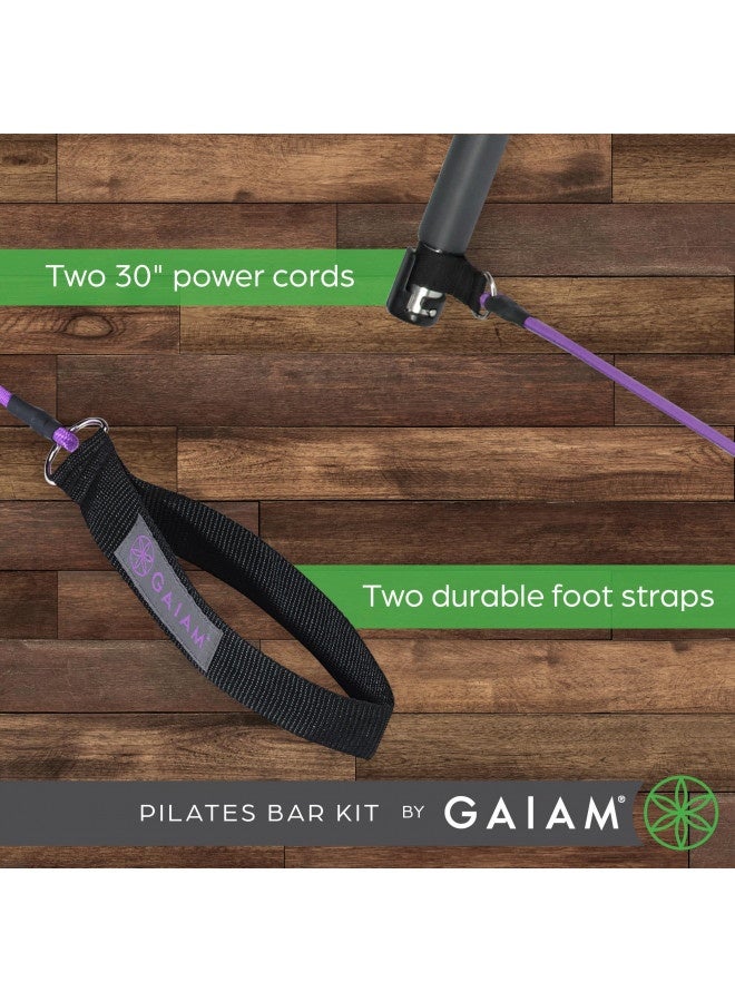 Generic Gaiam Restore Pilates Bar Reformer Kit - Home Fitness Equipment For Total Body Workout - Includes Bar, Two 30-Inch Resistance Band Cords With Attached Foot Strap Loops - Exercise Guide Included  - Image 3