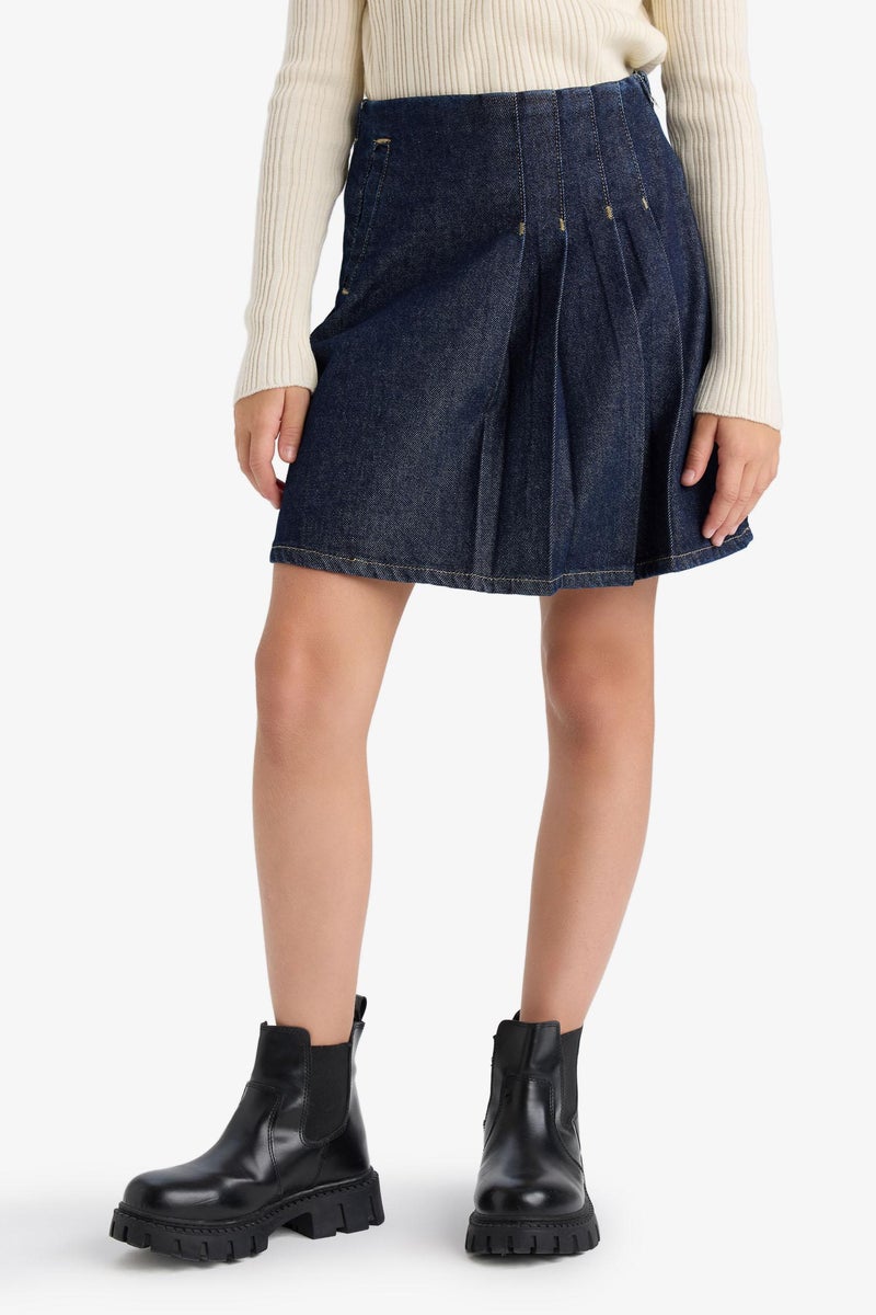 DeFacto Blue Girl Girl Pleated Skirt Casual - Image 5