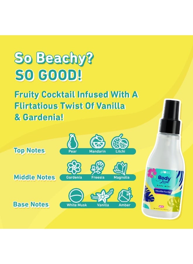 Plum BodyLovin Hawaiian Rumba Body Mist for Women | Refreshing Long Lasting Tropical Fragrance | Perfume Body Spray for Women | Vegan & Paraben Free | Travel Friendly Beachy Fresh Scent | 150ml - Image 4