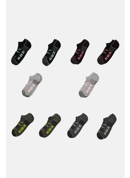 RBX Women 10 Pair Brand Logo Ankle Socks, Grey  - Image 1