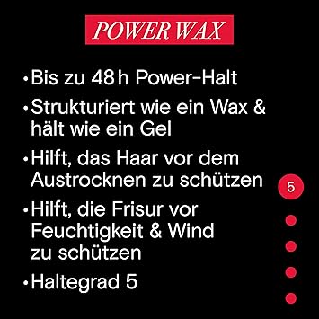 Taft Styling Wax Power with Level 5 Hold 75 ml Textured Like a Hair Wax and Holds Like a Gel Lasts Up to 48 Hours - Image 2