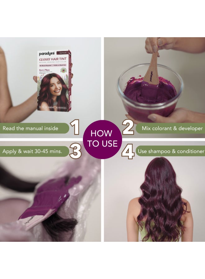 Paradyes تلوين الشعر اللامع بالتوت البرّي-plum بدون مبيض - خالي من الأمونيا للشعر الأسود الطبيعي، نتائج مرئية - يشمل بلسم مضاد للتلاشي للمعان يدوم طويلاً، 1 قطعة - Image 5