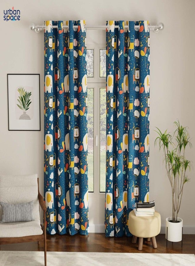 Urban Space Digital Printed Blackout Opaque Curtains For Long Door Bedroom, 80-85% Room Darkening Blackout Kids Curtains, 1 Piece Curtain With Eyelets And Tieback (L.Door 8 Ft X 4 Ft, Lion King Blue) - Image 2