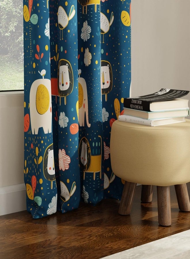Urban Space Digital Printed Blackout Opaque Curtains For Long Door Bedroom, 80-85% Room Darkening Blackout Kids Curtains, 1 Piece Curtain With Eyelets And Tieback (L.Door 8 Ft X 4 Ft, Lion King Blue) - Image 1