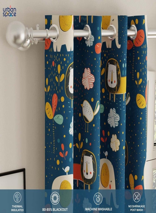 Urban Space Digital Printed Blackout Opaque Curtains For Long Door Bedroom, 80-85% Room Darkening Blackout Kids Curtains, 1 Piece Curtain With Eyelets And Tieback (L.Door 8 Ft X 4 Ft, Lion King Blue) - Image 4