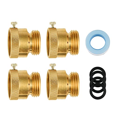 SUNGATOR Anti Siphon Valve, Hose Bib Vacuum Breakers Set, 3/4 Inch Backflow Preventer for Garden Spigot, RV, Solid Brass Anti-Backflow Valve with Sealing Tape (4-Pack) - Image 1