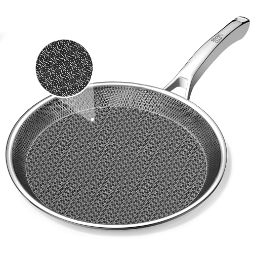 SNOWCLAD Crepe Pan,12 in Nonstick Crepe Pan, Stainless Steel Flat Skillet,Non Stick Dosa Tawa Comales Para Tortillas Pancake Pan,Dishwasher and Oven Safe Cookware,Induction Compatible, PFOA Free - Image 1