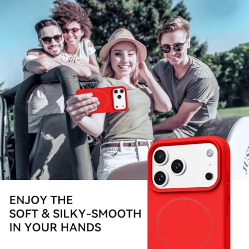 mobistyle Magnetic Silicone Back Cover for iPhone 17 Pro Max 6.9-Inch, Compatible with Mag-Safe, Silky Soft Touch, Shock Absorbing Phone Cover Case with Camera Lens Protection (Red) - Image 5