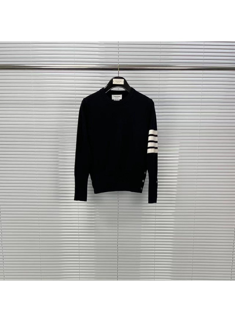 Generic - TB Tom Autumn/Winter New Round Neck Classic Four-Button Wool Sweater Men Womens Casual Comfort Sweater From Factory Direct Navy blue - Image 1