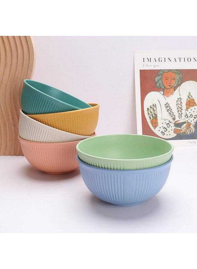BRAVIK Unbreakable Cereal Bowls Wheat Straw Bowls Reusable Microwave and Dishwasher Safe BPA-Free Eco-Friendly Plastic Bowl Assorted Bowls for Serving Soup, (Set of 6) 750 ml - Image 3