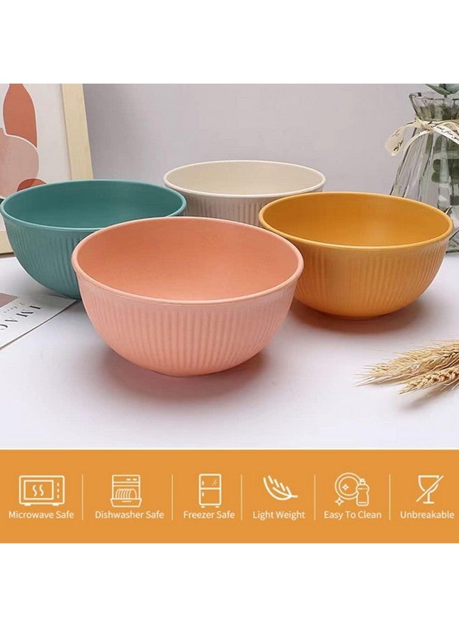 BRAVIK Unbreakable Cereal Bowls Wheat Straw Bowls Reusable Microwave and Dishwasher Safe BPA-Free Eco-Friendly Plastic Bowl Assorted Bowls for Serving Soup, (Set of 6) 750 ml - Image 4