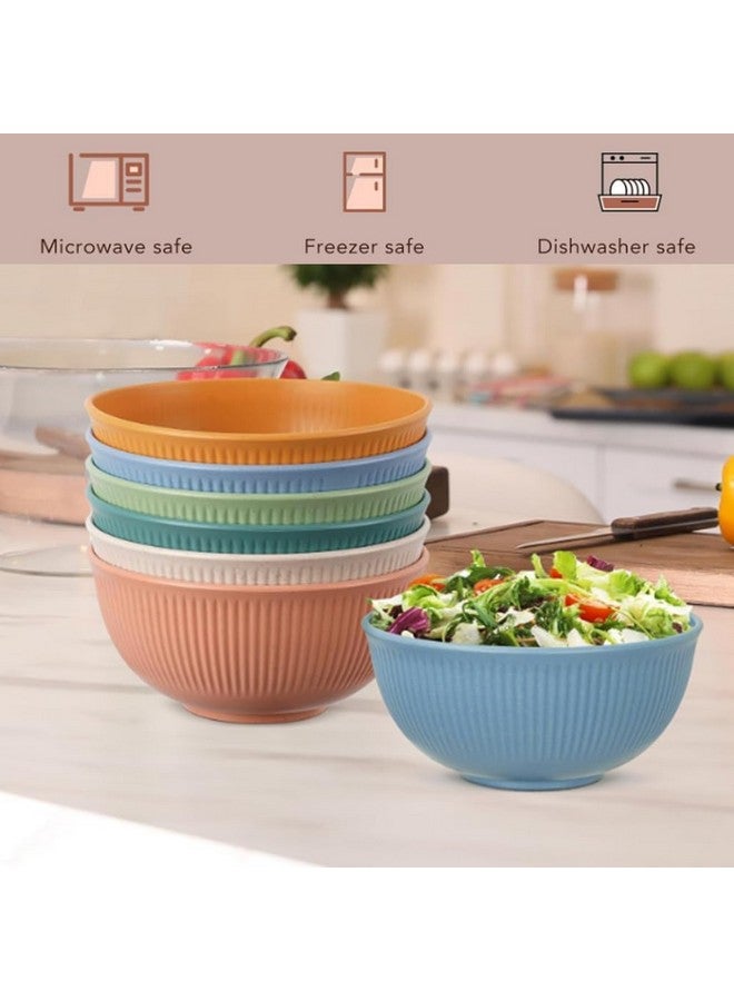 BRAVIK Unbreakable Cereal Bowls Wheat Straw Bowls Reusable Microwave and Dishwasher Safe BPA-Free Eco-Friendly Plastic Bowl Assorted Bowls for Serving Soup, (Set of 6) 750 ml - Image 5