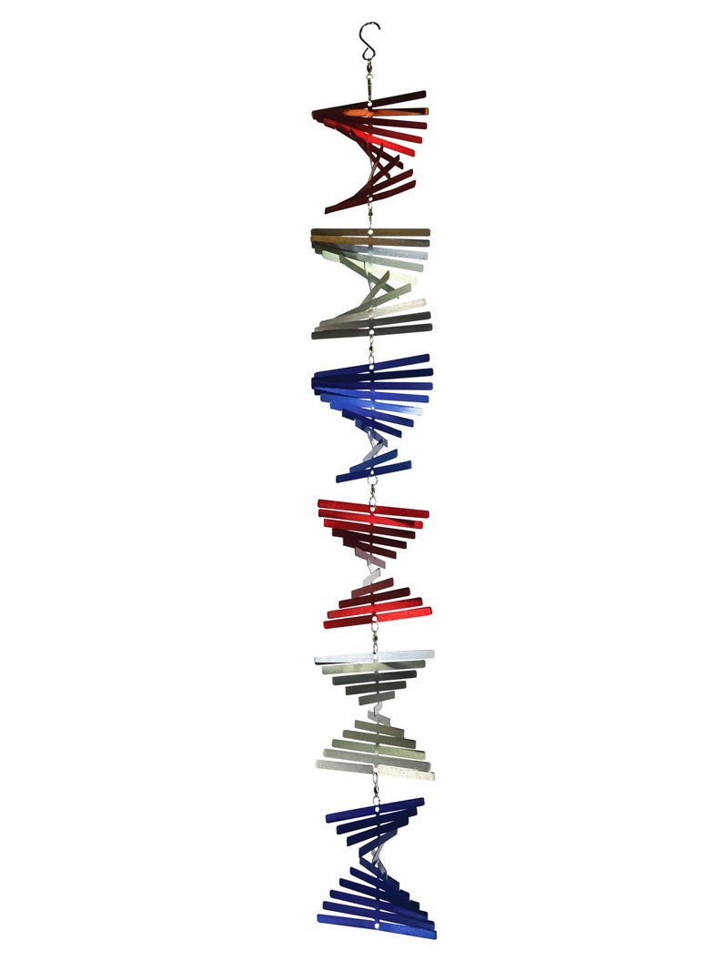 In the Breeze Stacked Shimmer Helix Hanging Wind Spinner Stainless Steel Patriotic7055 - Image 2