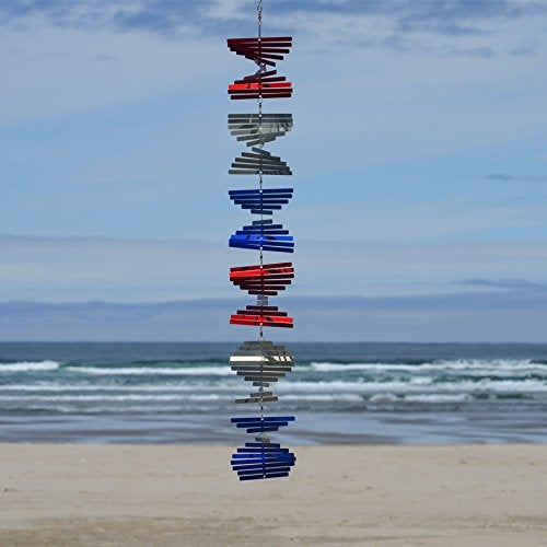 In the Breeze Stacked Shimmer Helix Hanging Wind Spinner Stainless Steel Patriotic7055 - Image 3