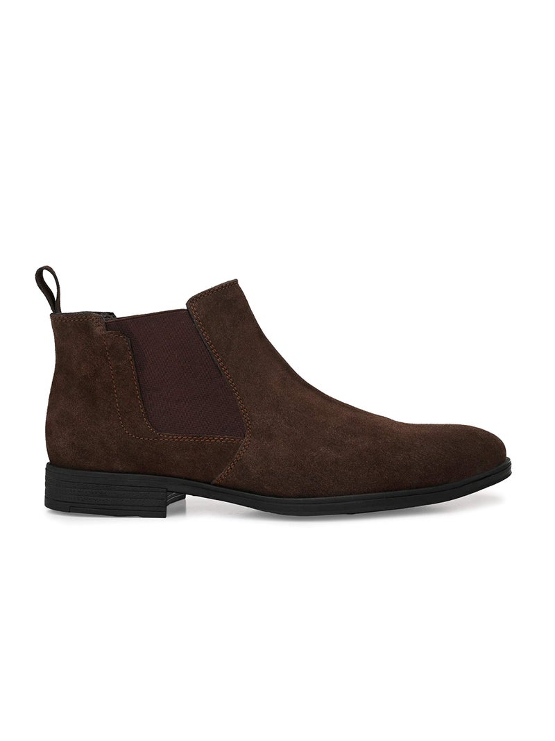 San Frissco Men's Brown Boots Italian Leather/Round Toe High Top Chelsea Boot TPR Sole/Suede Leather Casual and Semi Formal Wear/Stylish & Trending with Cushioned Footbed - 10 (Brown) - Image 5