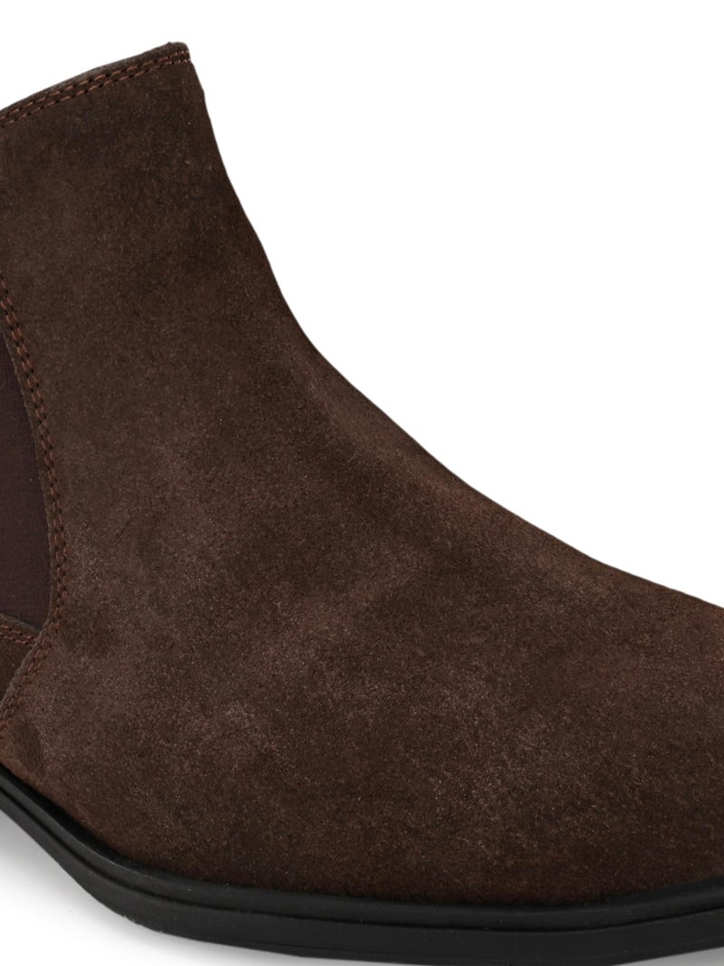 San Frissco Men's Brown Boots Italian Leather/Round Toe High Top Chelsea Boot TPR Sole/Suede Leather Casual and Semi Formal Wear/Stylish & Trending with Cushioned Footbed - 10 (Brown) - Image 2