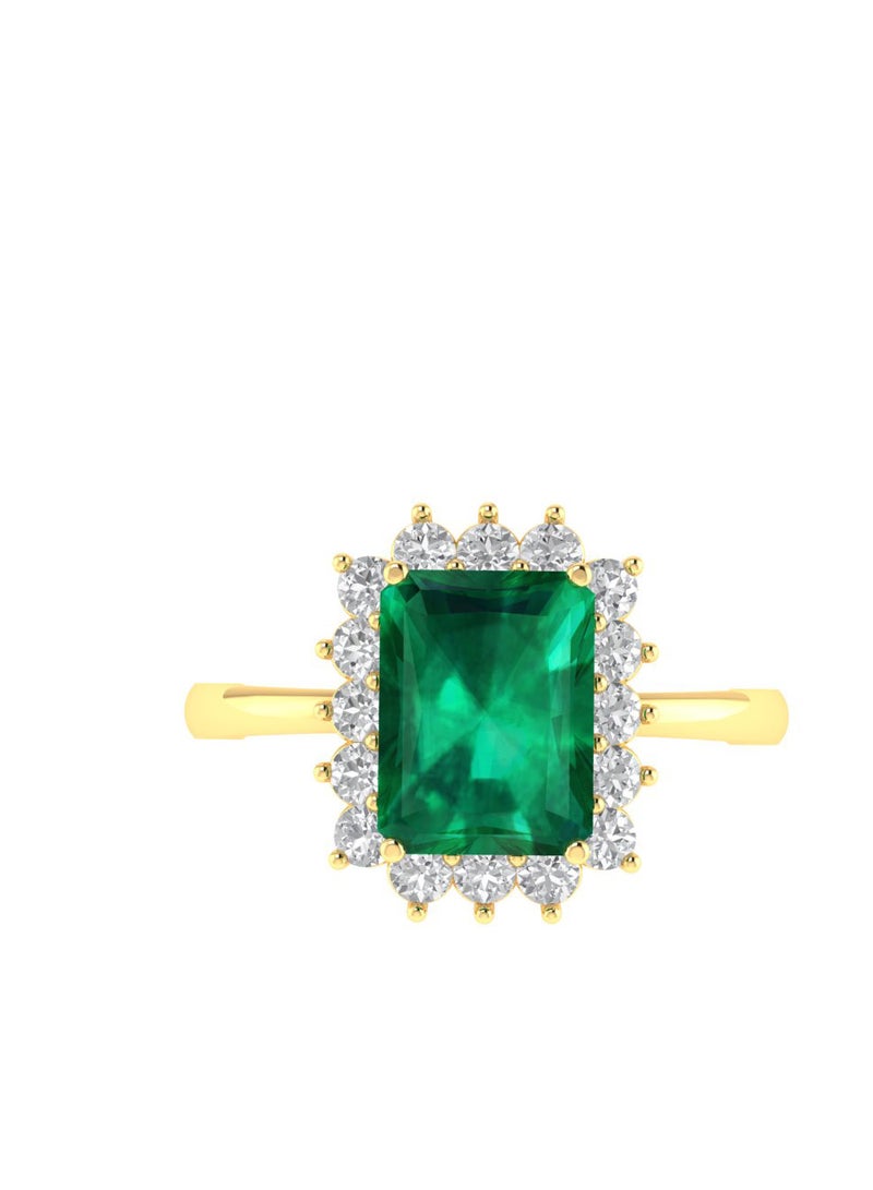 Capri Gold Diana Emerald-Cut Emerald and Sparkling Diamond Ring in 18K Yellow Gold  - Image 1