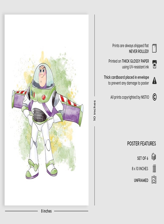 Nistio® Toy Story Watercolor Prints, Toy Story Wall Art Decor, Toy Story Poster, Woody Sheriff, Buzz Lightyear, Mr. Potato Head, Set of 6, 8x10 inches (Unframed) - Image 2