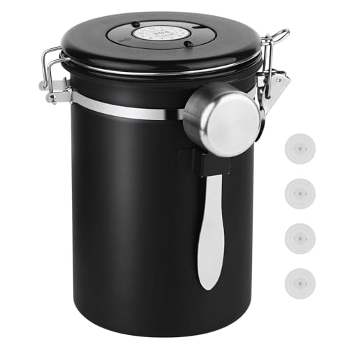 Ohtomber Coffee Canister Storage Container - 22OZ Stainless Steel Airtight Coffee Bean Storage Grounds Container with Date Tracker & Measuring Scoop, Kitchen Food Canister Jar for Cereal, Sugar, Tea - Image 1