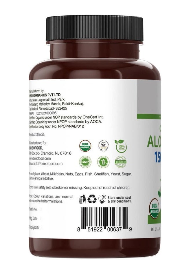 Brieofood Organic Aloe Vera 1500mg, 45 Servings, Vegetarian, Gluten Free, 90 Vegetarian Tablets - Image 5