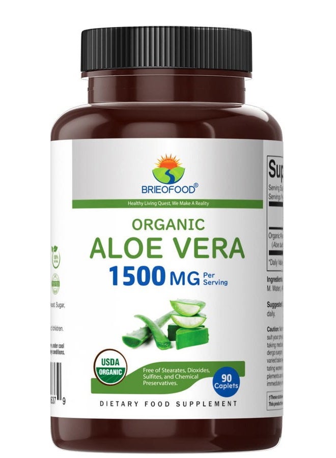 Brieofood Organic Aloe Vera 1500mg, 45 Servings, Vegetarian, Gluten Free, 90 Vegetarian Tablets - Image 2