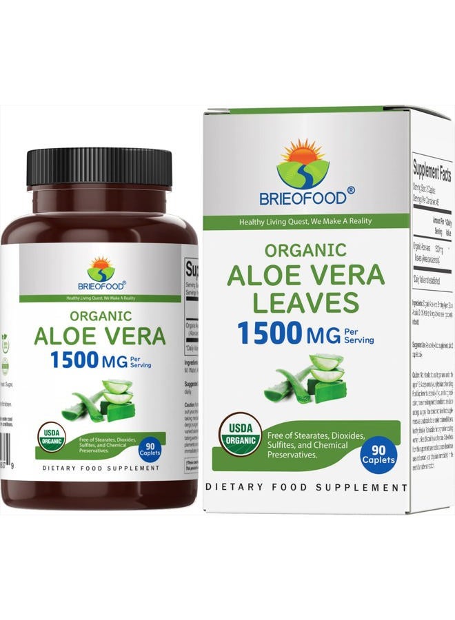 Brieofood Organic Aloe Vera 1500mg, 45 Servings, Vegetarian, Gluten Free, 90 Vegetarian Tablets - Image 1