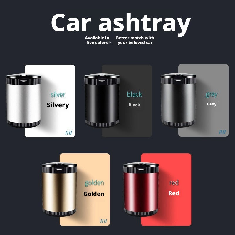 Car Ashtray with LED Light and Lid, Alloy Metal - Image 3