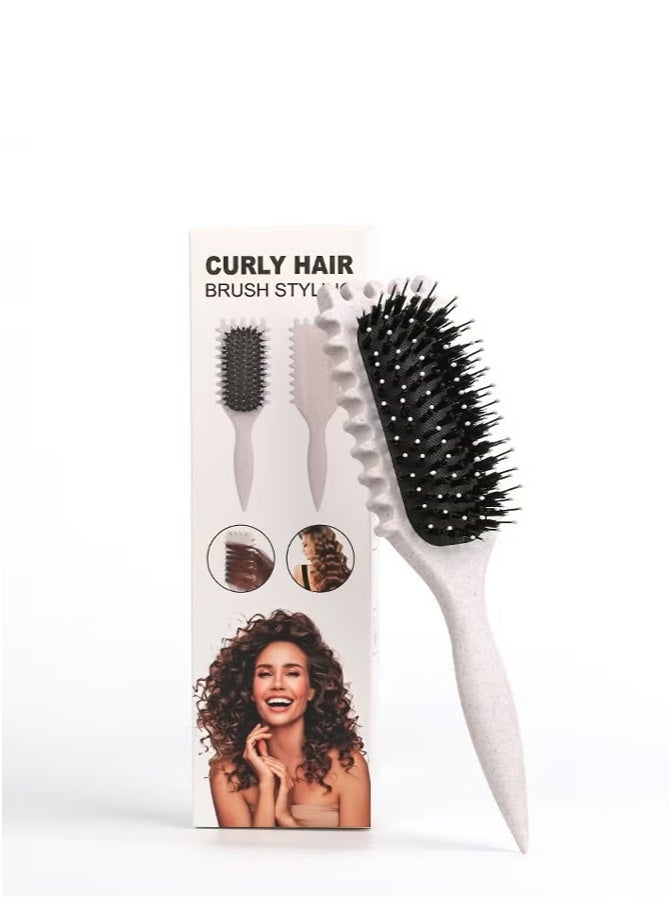 فرشاة تجعيد الشعر بونس كيرل 2025 الجديدة، فرشاة تحديد وتمشيط الشعر المجعد للنساء والبنات، فرشاة تصفيف وتحسين التموجات، تصميم مخصص لتشكيل الكيرلي وتنعيم الخصلات، مناسبة لجميع أنواع الشعر، لون بيج - Image 1