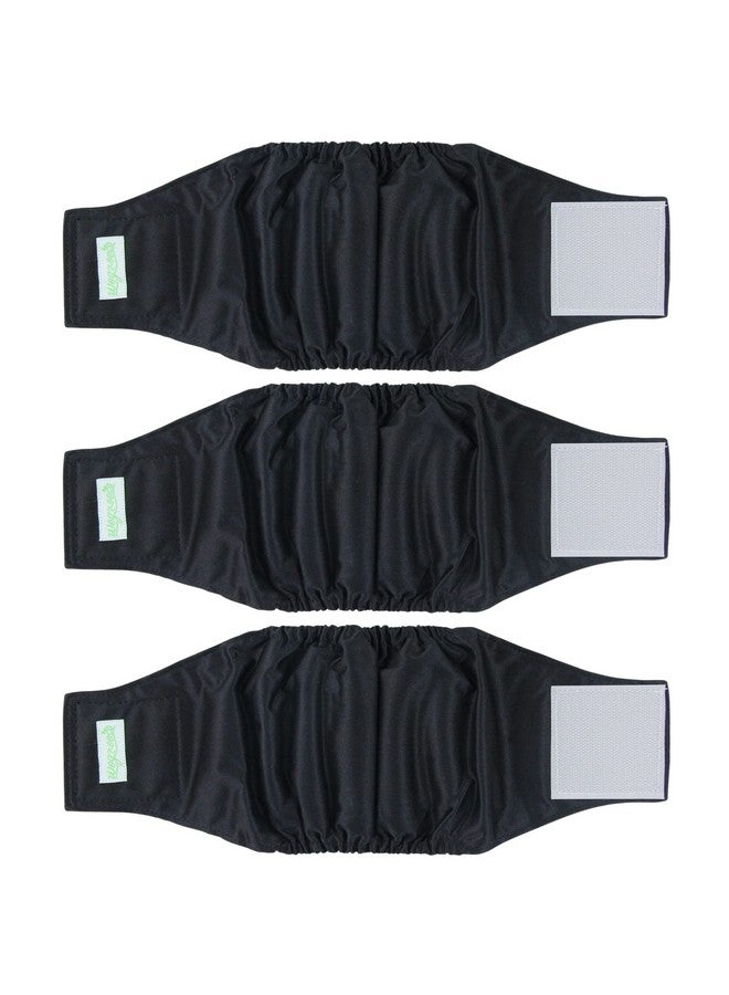ويجريكو غطاء بطن للكلاب الذكور قابل للغسل من Wegreeco - عبوة من 3 قطع - (أسود، أسود، أسود، كبير) - Image 1