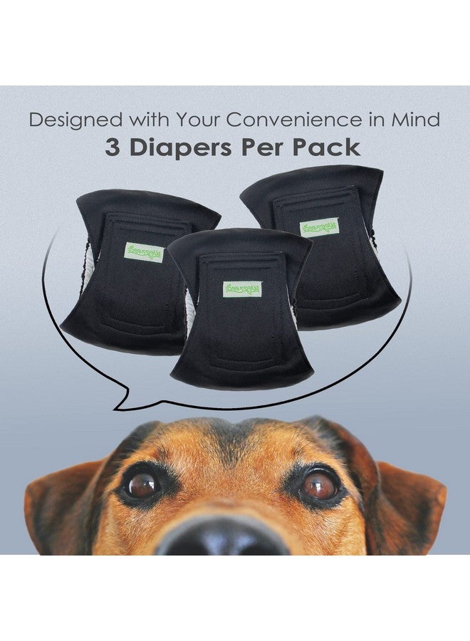 ويجريكو غطاء بطن للكلاب الذكور قابل للغسل من Wegreeco - عبوة من 3 قطع - (أسود، أسود، أسود، كبير) - Image 2