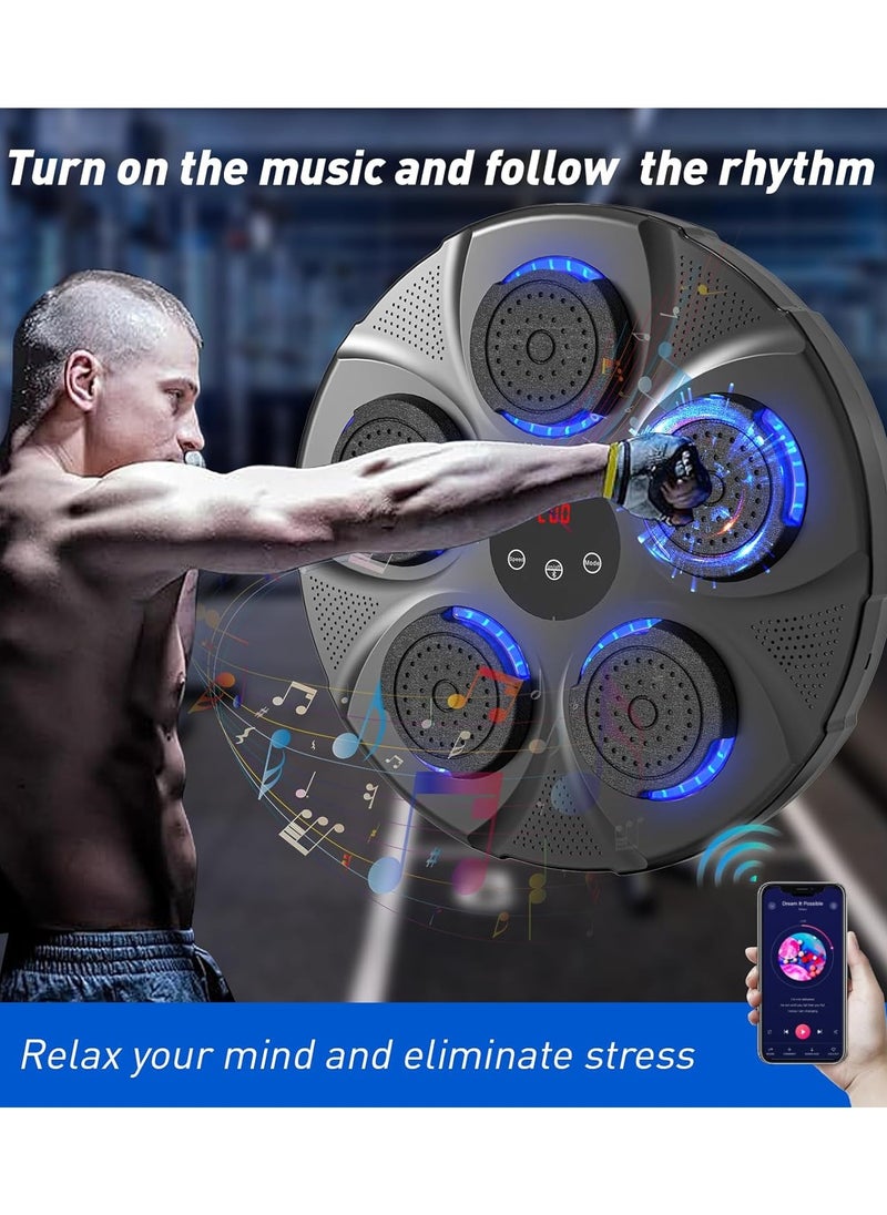 Music Boxing Machine with Boxing Gloves Bluetooth Wall Mounted Boxing Game Intelligent Punching Target Workout Equipment