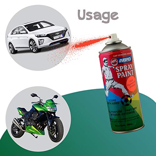 ABRO SP-1006 Multipurpose Colour Spray Paint Can (400ml, Fluorescent Orange) DIY Quick Drying for Metal, Wood, Walls, Automotive Cars and Bikes - Image 4