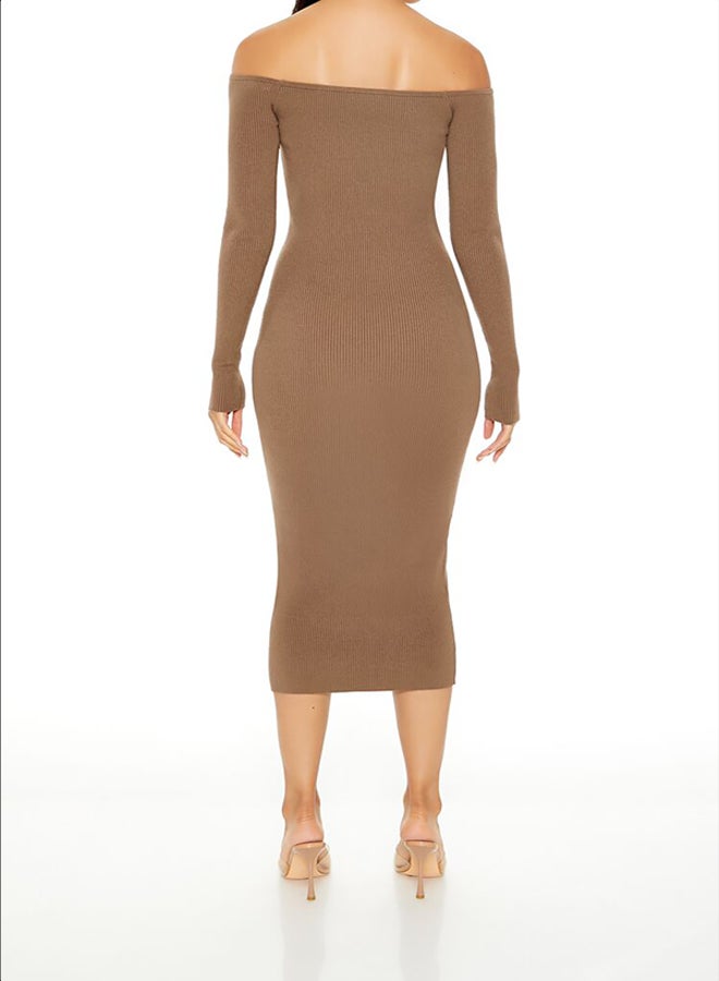 FOREVER 21 Off-the-Shoulder Midi Sweater Dress - Image 4
