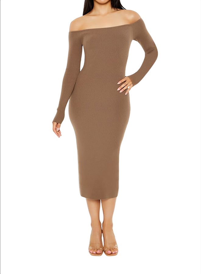 FOREVER 21 Off-the-Shoulder Midi Sweater Dress - Image 1