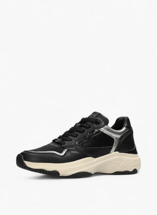 MEXX BLACK Mesh Panelled Lace-Up Sneakers for Women | Best Price UAE