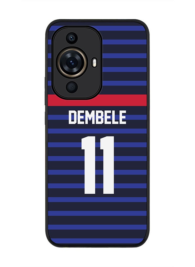 Stylizedd Rugged Black Edge case for Huawei nova 11 Pro, Slim fit Soft Flexible Rubber Edges Anti Drop Cover - Football Team - France, Player Name - Dembele - Image 1