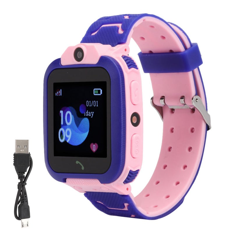 Kids Smart Watch Pink Silicone ABS Strap 7-Day Standby Fast Response Waterproof GPS Tracker Watch for Children - Pedometer One-Touch Friend Matching Smartwatch for Boys and Girls - Image 1