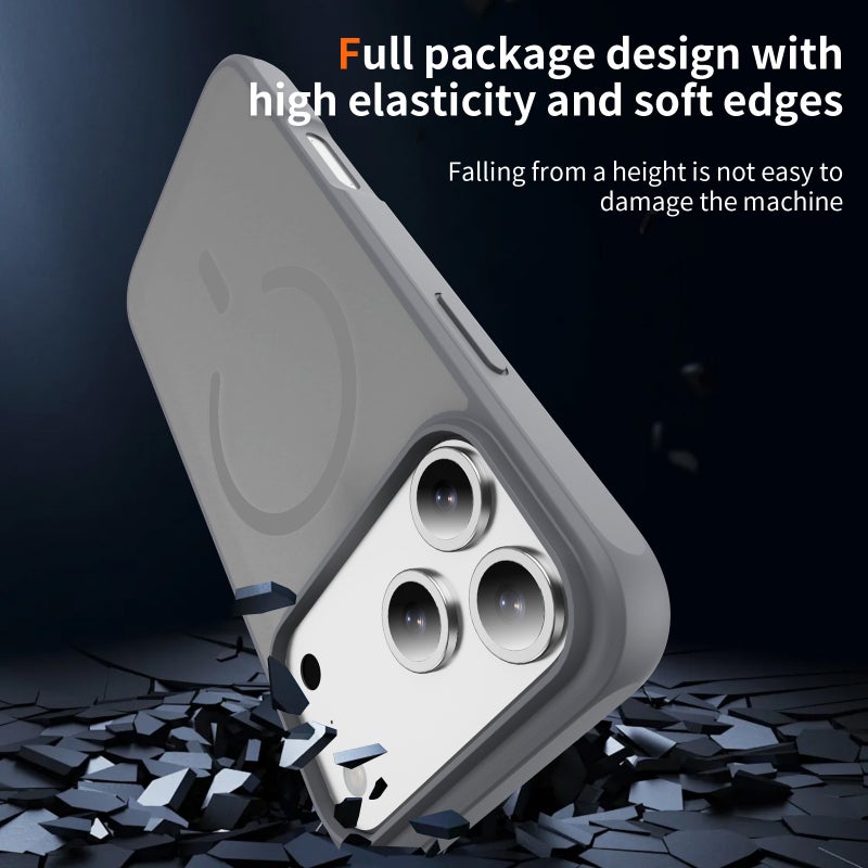 MonaPlay iPhone 17 pro Case MagSafe, Translucent Matte Gray Magnetic Cover, Slim Shockproof TPU Bumper, Anti-Fingerprint Frosted Back, Raised Camera & Screen Bezels, Precise Cutouts, Wireless Charging Compatible - Image 5