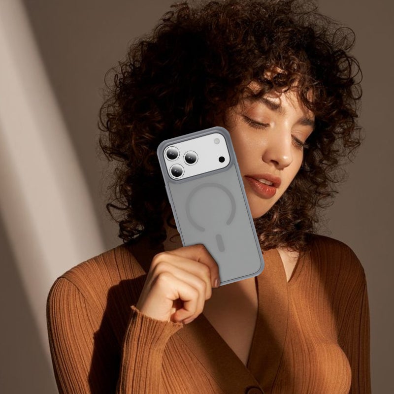 MonaPlay iPhone 17 pro Case MagSafe, Translucent Matte Gray Magnetic Cover, Slim Shockproof TPU Bumper, Anti-Fingerprint Frosted Back, Raised Camera & Screen Bezels, Precise Cutouts, Wireless Charging Compatible - Image 3
