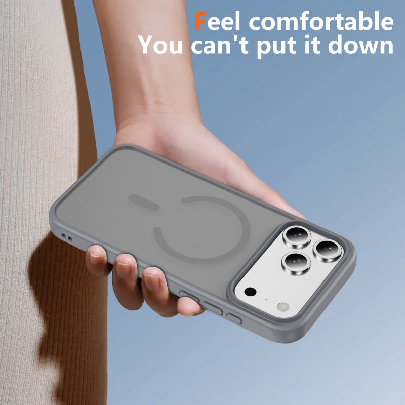 MonaPlay iPhone 17 pro Case MagSafe, Translucent Matte Gray Magnetic Cover, Slim Shockproof TPU Bumper, Anti-Fingerprint Frosted Back, Raised Camera & Screen Bezels, Precise Cutouts, Wireless Charging Compatible - Image 2