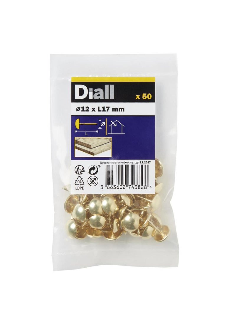 ACE Diall Brass-Plated Steel Upholstery Nail Pack 12mm 50Pcs 