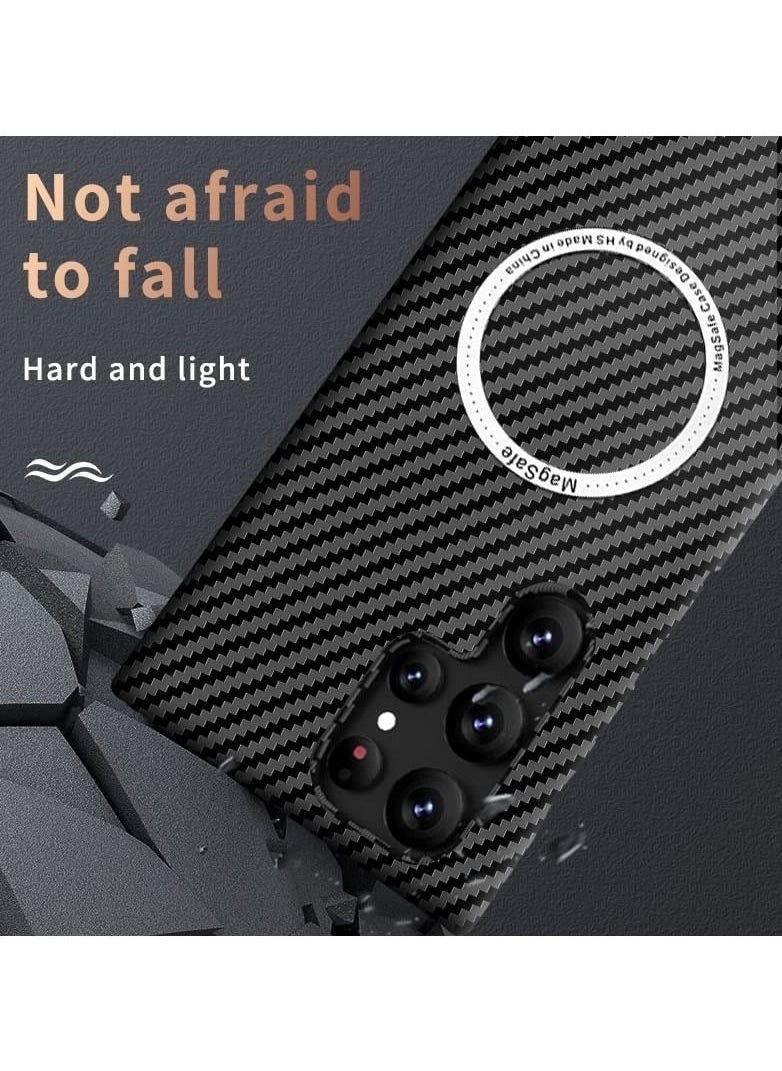 Magsafe Case Compatible with Samsung Galaxy S23 Ultra, Carbon Fiber Texture MagSafe, Ultra Thin Grade Drop Protection Borderless Rigid Phone Protective  - Image 4