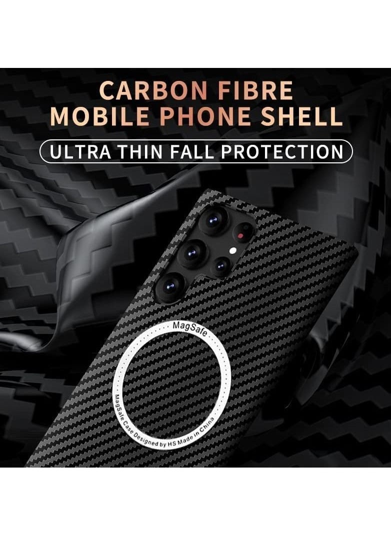 Magsafe Case Compatible with Samsung Galaxy S23 Ultra, Carbon Fiber Texture MagSafe, Ultra Thin Grade Drop Protection Borderless Rigid Phone Protective  - Image 5